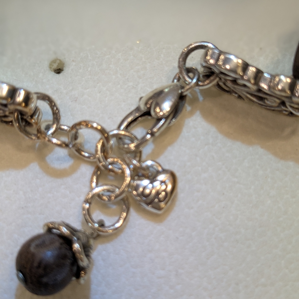 Brighton Silver Plate Sequoia Wood Panel Bracelet - Picture 2 of 6